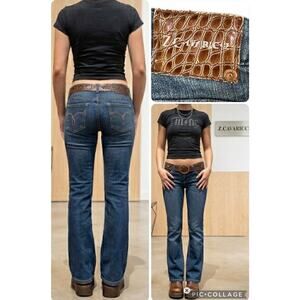 Vintage Z. Cavaricci Y2K Low Rise Jeans Hip Hugger Blue Denim 34”W x 30”L